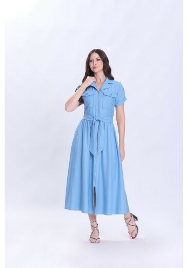 Vestido Eva Em Tecido Plano De Viscose Azul Hapuk Primavera/Verão 2027