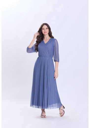 Vestido Damaris Em Malha Tule Azul Hapuk Primavera/Verão 2027