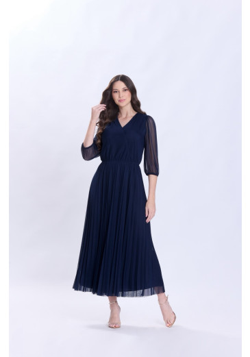 Vestido Damaris Em Malha Tule Azul Marinho Hapuk Primavera/Verão 2027