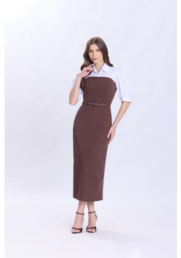 Vestido Dafne Em Tricoline Marrom Hapuk Primavera/Verão 2027