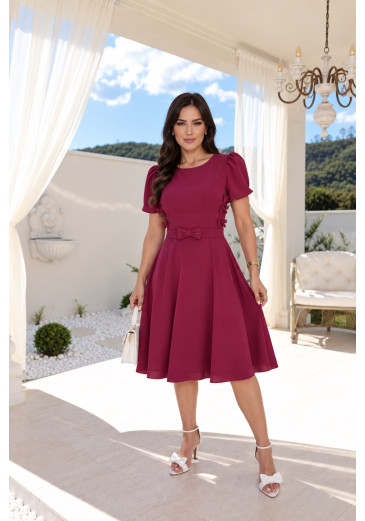 Vestido Milena Em Alfaiataria Bordô Maria Amore Primavera/Verão 2027