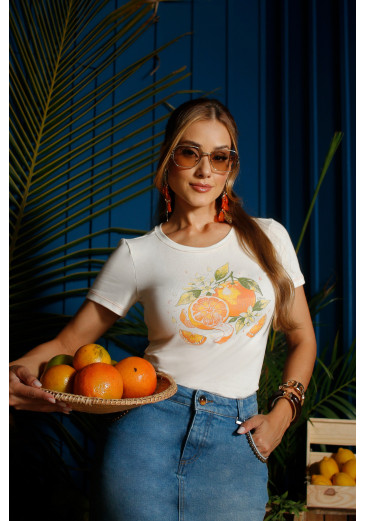 T-Shirt Laranja Em Malha Vogue Branco Nitido Primavera/Verão 2027