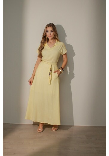 Vestido Sol Em Evase Em Cambraia Amarelo Nitido Primavera/Verão 2027