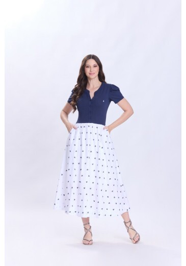 Vestido Magna Em Malha E Tecido Plano Bordado Branco Hapuk Primavera/Verão 2027