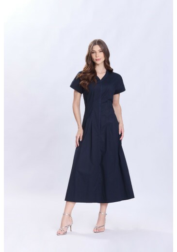 Vestido Ediane Em Tricoline Azul Marinho Hapuk Primavera/Verão 2027