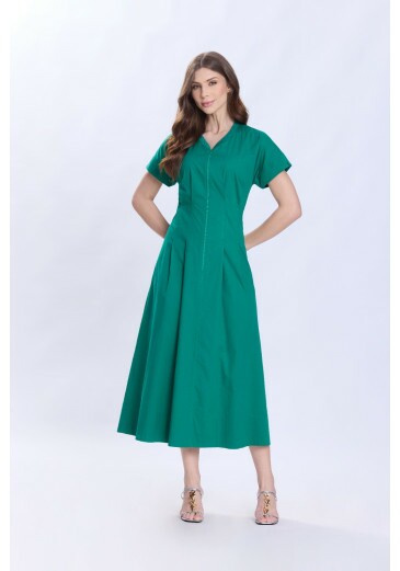 Vestido Ediane Em Tricoline Verde Hapuk Primavera/Verão 2027