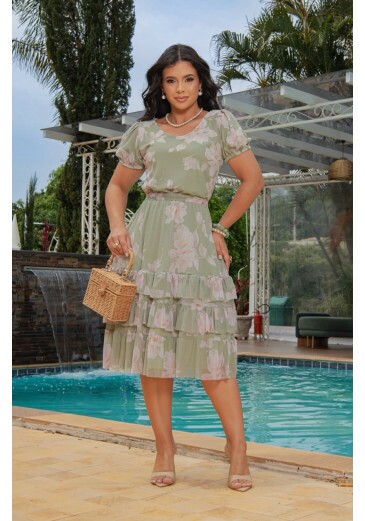 Vestido Leticia Em Tule Verde Maria Amore Primavera/Verão 2027