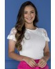 Blusa Canelada Detalhe Tule Off White Tatá Martello