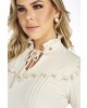 Blusa com Babado Bege Via Tolentino