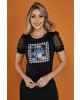 Blusa Detalhe em Tule Pied de Poule Tata Martello