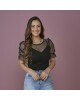 Blusa em Tule Manga Princesa Preta Tatá Martello 