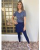 Conjunto Saia com Calça Cinza Moda Fitness