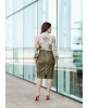 Conjunto Saia Couro Verde Kauly