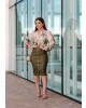 Conjunto Saia Couro Verde Kauly