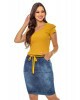 Saia Jeans com Faixa Amarela Hapuk