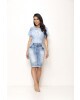 Saia Jeans com Tachinhas Laura Rosa 
