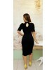 Vestido Canelado com Ilhós Preto Luciana Pais 