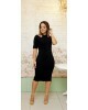 Vestido Canelado com Ilhós Preto Luciana Pais 