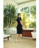 Vestido Canelado Preto com Bordado Luciana Pais
