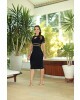 Vestido Canelado Preto com Bordado Luciana Pais