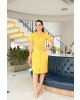 Vestido Chemise com Botões Mostarda kauly