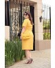 Vestido Chemise com Botões Mostarda Plus 