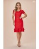 Vestido com Babado Vermelho D'azul