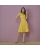 Vestido de Laise com Bordado Floral Amarelo Tatá Martello