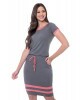 Vestido Detalhe nas Mangas Cinza e Rosa Hapuk