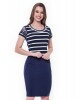 Vestido Detalhe Pérola na Gola Azul-Marinho Hapuk 