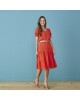 Vestido em Viscose Babados Laranja Tatá Martello
