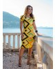 Vestido Estampa Geométrica Amarelo Boutique K