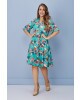 Vestido Floral com Botões Verde Tatá Martello