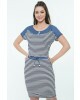 Vestido Listrado com Botões Branco Hapuk 