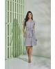 Vestido Listrado com Botões Cinza Tatá Martello
