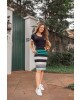 Vestido Listrado com Botões Maria Amore