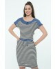 Vestido Listrado com Botões Preto Hapuk 