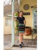 Vestido Listrado com Botões Verde Maria Amore 