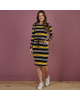 Vestido Listrado com Cordão Amarelo Tata Martello 