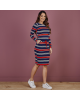 Vestido Listrado com Cordão Vermelho Tata Martello