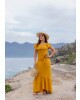 Vestido Longo com Faixa Mostarda Joyaly