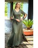 Vestido Longo com Fendas Verde Via Tolentino