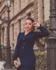 Vestido Longo em Lese Azul-Marinho Joyaly