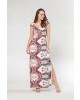 Vestido Longo Estampado com Fenda 
