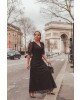 Vestido Longo Transpassado Preto Joyaly