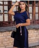 Vestido Malha Canelada Azul-Marinho 