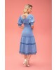 Vestido Midi Detalhe em Renda Azul Fasciniu's