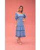 Vestido Midi Detalhe em Renda Azul Fasciniu's