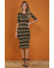 Vestido Midi Listrado Verde Tatá Martello 