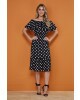 Vestido Poá com Babado Preto Tata Martello 